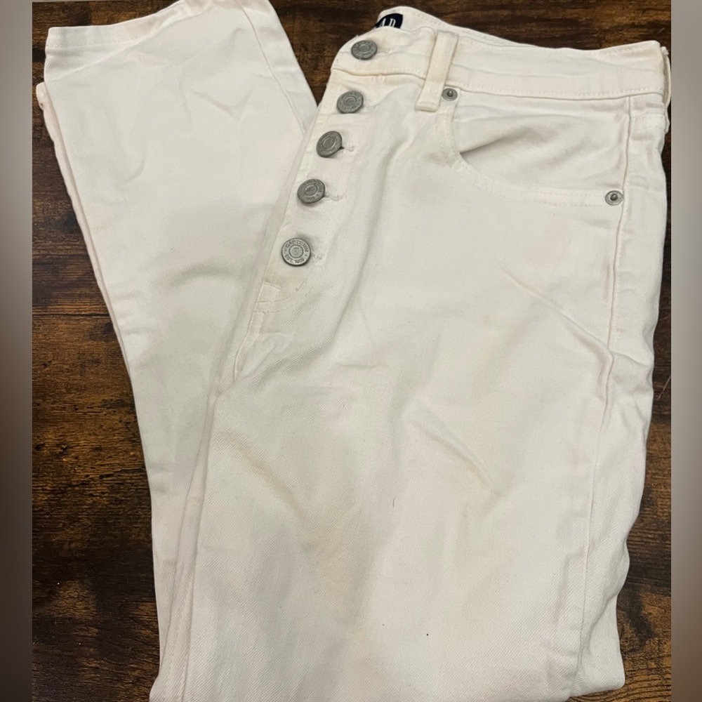 Petite Gap High Rise Cigarette White Jeans